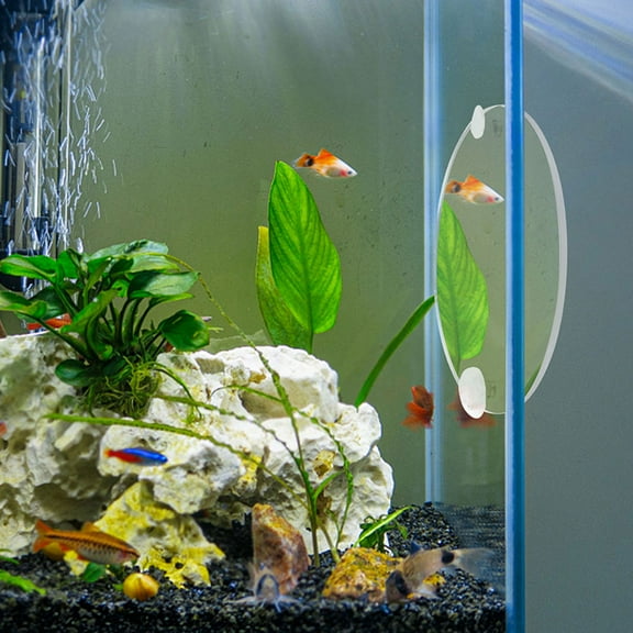 Soimiss Acrylic Betta Tank Mirror with Suction Cup Plated Silver Decorative Mirror for Fish Aquarium