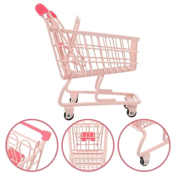 Soimiss Mobility Shopping Trolley Mini Shopping Cart Pink Iron 1Set for Home Use and Office Use