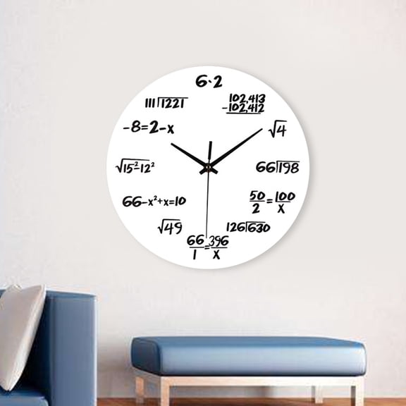 Soimiss Quartz Wall Clock Learning Wall Clocks with Mathematical Equations for Students 1Pcs White