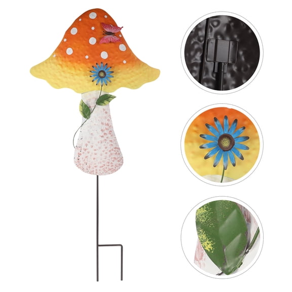 Soimiss Yellow Metal Garden Mushroom Decor Weather Resistant Yard Decoration Outdoor