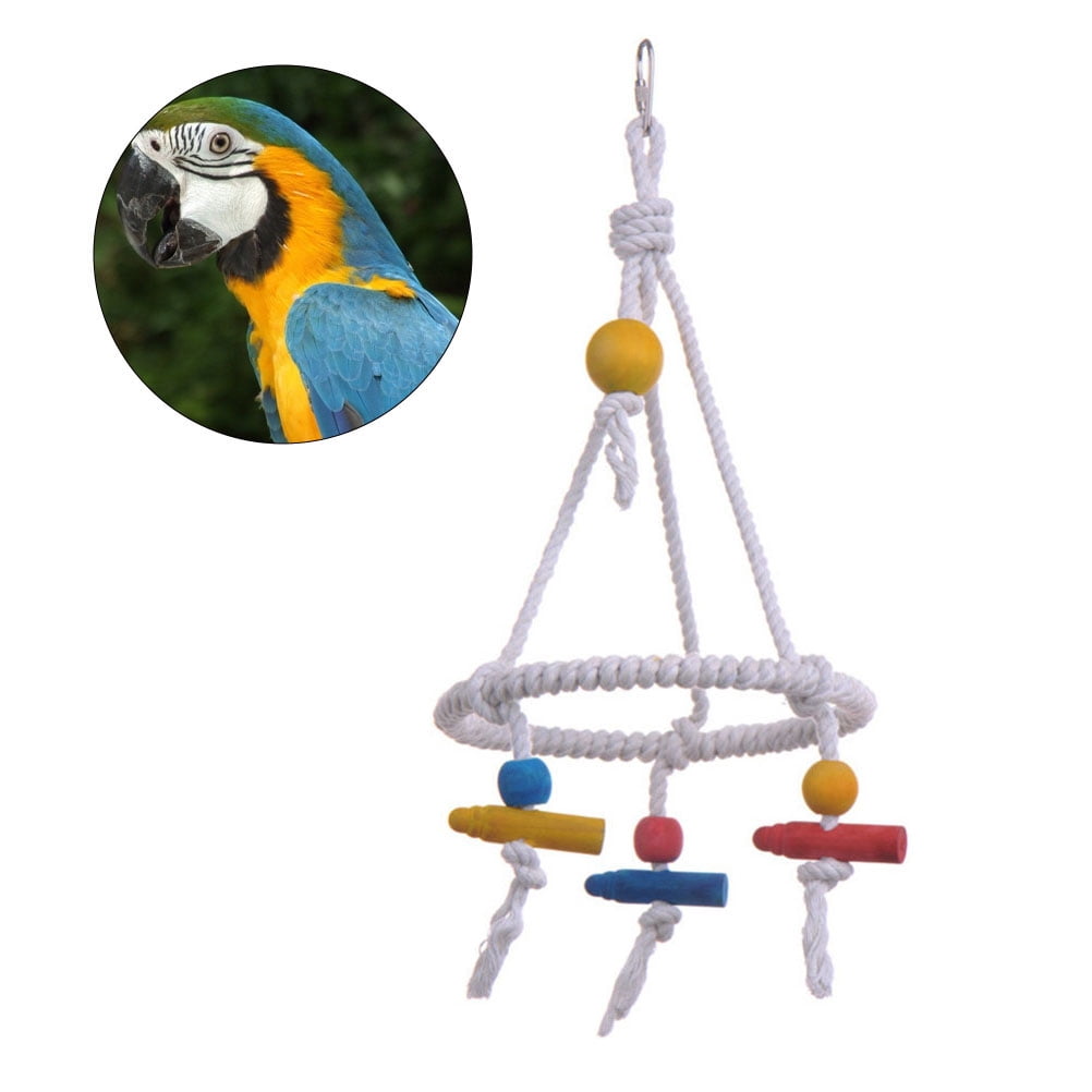 Bird Jumping Rope Soimiss Natural Birdcage Rope Ladder White Climbing Swing for Bird ...