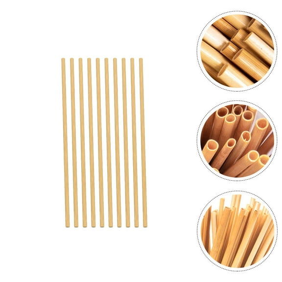 Soimiss 100Pcs Biodegradable Drinking Straws Natural Wheat Material Brown Color
