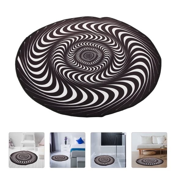 Soimiss Polyester Black 3D Illusion Floor Mat Non Slip Rug for Bedroom Use