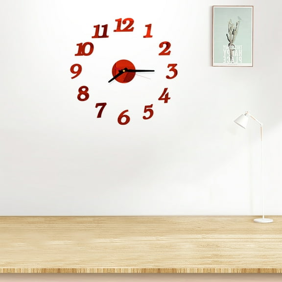 Soimiss Creative Clock -009 Dark Red Metal 1Pack 3D Acrylic Sticker Home Decor