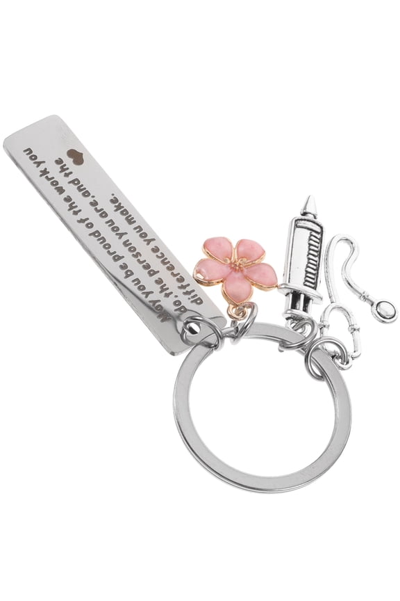 Medical Key Ring Keychain Stainless Steel 1 Set