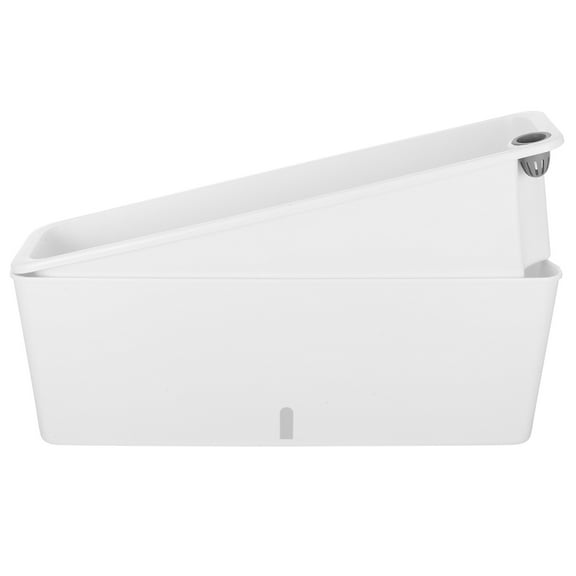 Soimiss Rectangular Self Watering Planter Box White for Balcony and Windowsill Plants