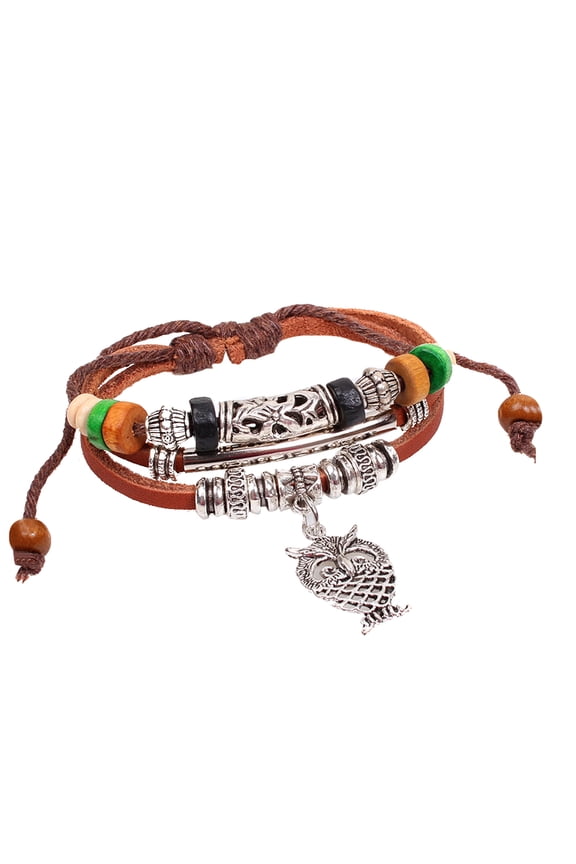 Owl Jewelry Wood 1Set Adjustable Exotic Hand Accessory for Men Women