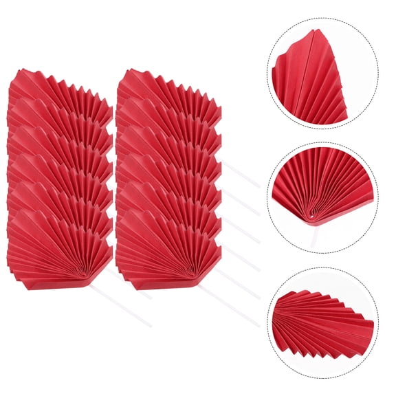 Soimiss Red Foldable Palm Leaf Cake Toppers for Birthday Cakes Food-Safe and Eye-Catching