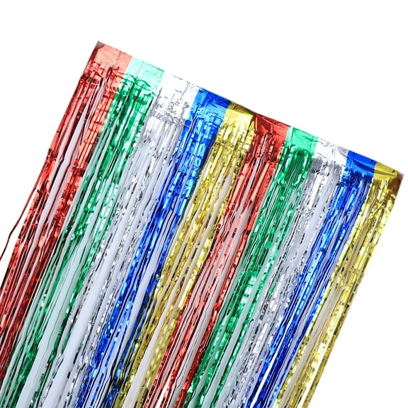 Soimiss Foil Curtains for Parties Tinsel Fringe Curtain Aluminum 1Set Event Use
