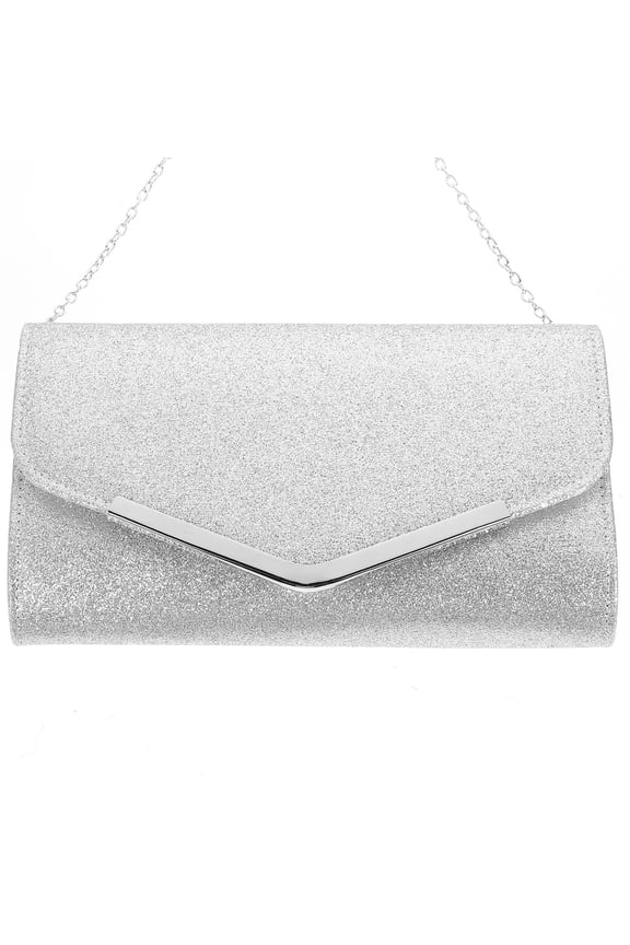 Party Clutch for women with Storage Silver 1Set Glitter Material Handbag