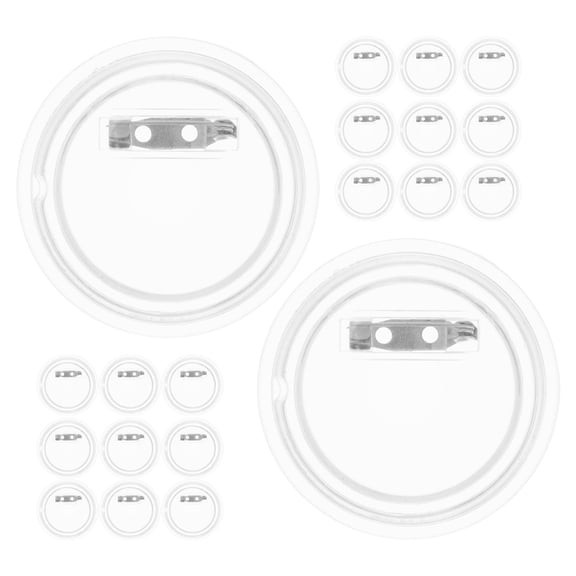 Soimiss 20Pcs Transparent Acrylic Button Badges with Metal Parts for DIY Clothes and Accessories