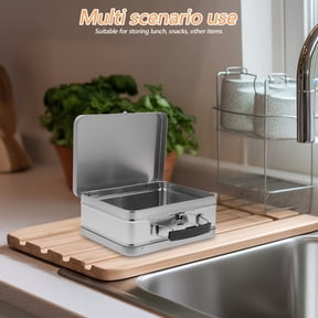 Soimiss Retro Style Metal Lunch Box Tinplate Container with Lid for Portable Food Storage