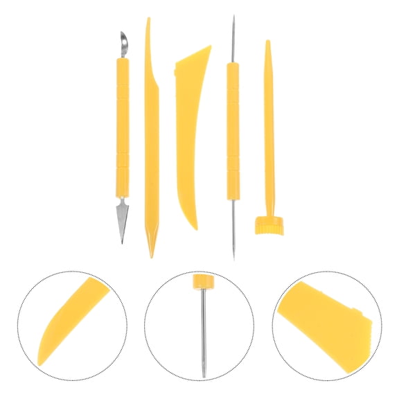 Soimiss 5Pcs Clay Sculpting Tools with Plastic and Stainless Steel for Polymer and Air Dry Clay