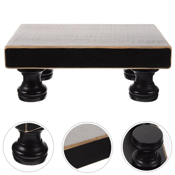 Soimiss Wooden Soap Storage Rack Black Wood Pedestal Stand for Home Bathroom Countertop Use