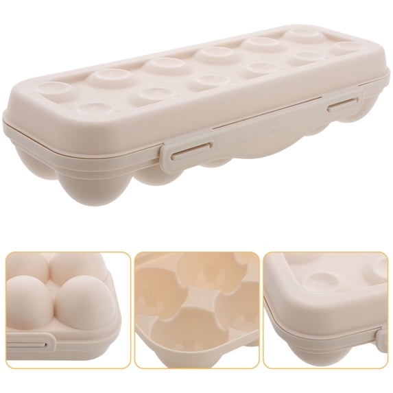 Soimiss Stackable White Plastic Egg Holder for Refrigerator with Lid Multicompartment Design and Latch Closure