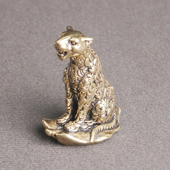 Soimiss Golden Brass Leopard Ornament Vintage Desktop Decor High-Class Craftsmanship