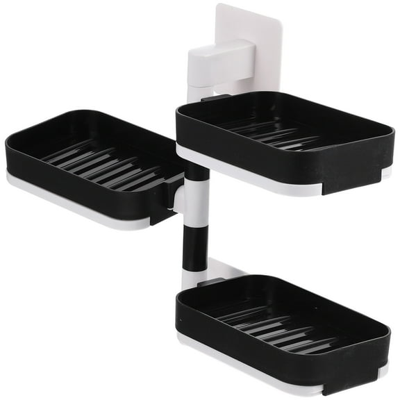 Soimiss Black Wall Soap Rack with Rotation 3-Tier Drainage Soap Holder for Shower