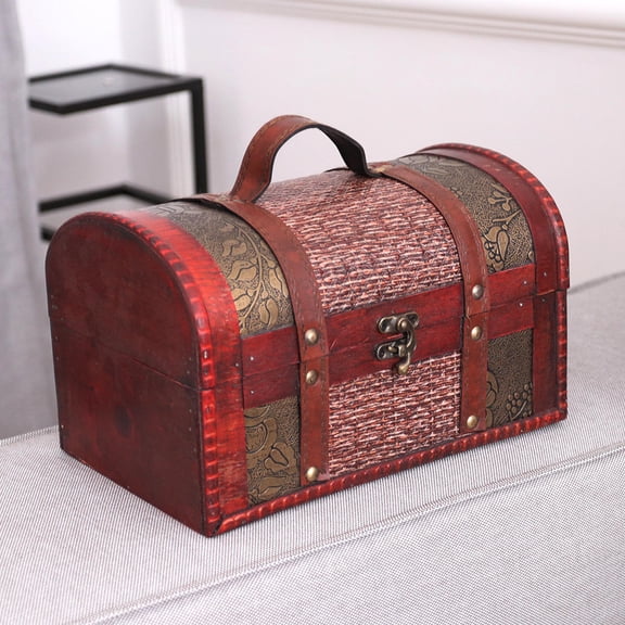 Soimiss Retro Treasure Chest Rattan Home Decoration 1Set