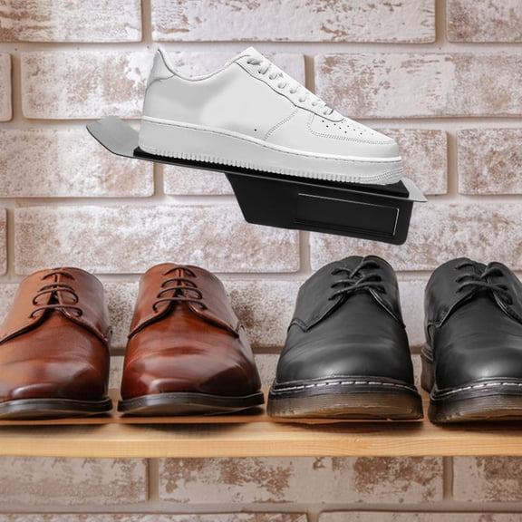 Soimiss Shoe Display Stand Black Shoe Rack Metal Design for Sneakers Storage 1Pack