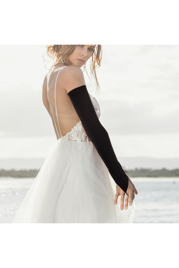 Satin Gloves Women 1 Pair Black Gloves Ideal for Opera and Events