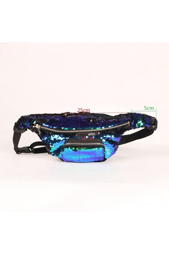 Shoulder Waist Belt Sequin Waist Bag Polyester Cotton 1Pcs Reversible Sequins for Dance