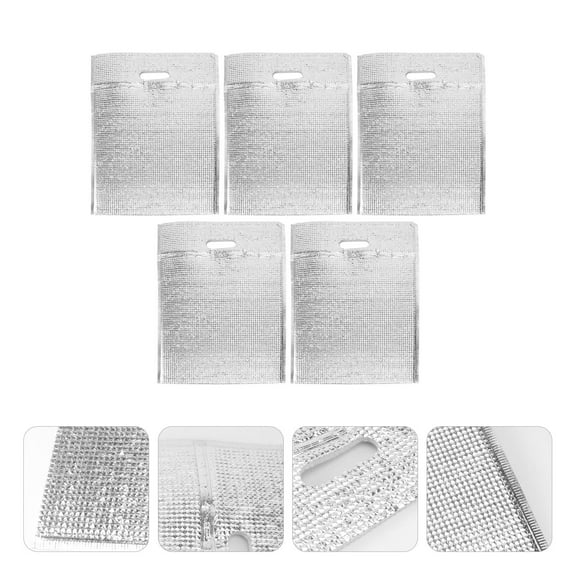 Soimiss 5PCS Tote Bag for Food with Hole Easy to Carry Aluminium Foil Insulation Bag for Home Use Silver