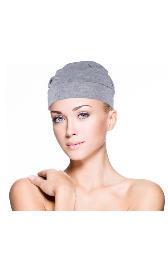 Sleeping Caps Women 2Pack Cotton with Elastic Design for Night Use Grey