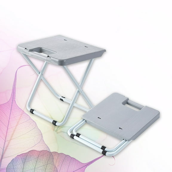 Soimiss Grey Foldable Stool Durable PP and Iron for Outdoor and Indoor Use