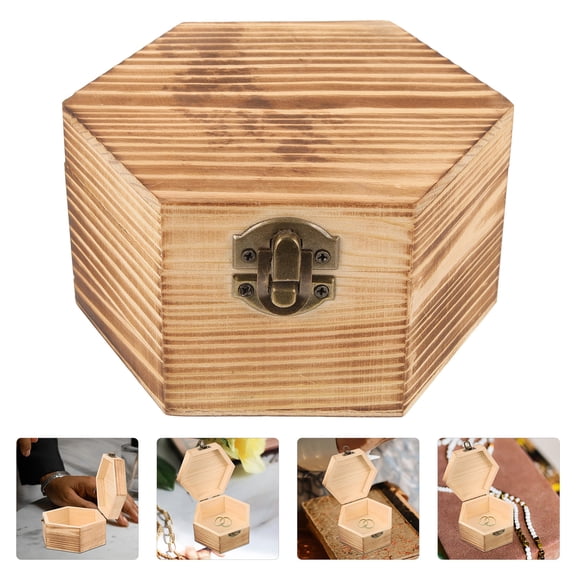 Soimiss Wooden Hexagon Box Light Brown for Storage and Jewelry Keepsake