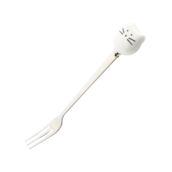 Soimiss Smooth Sleek White Dessert Fork, Ceramic and Stainless Steel, Home and Office Use