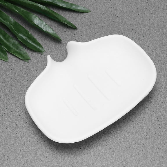 Soimiss White Silicone Soap Holder with Skid Proof Base for Bathroom Storage Keeps Soap Clean and Dry