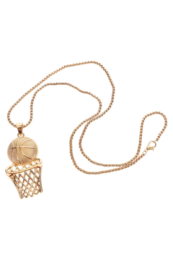Sport Pendant Necklace Hip Hop Theme Design Golden 1Set for Casual Outfits