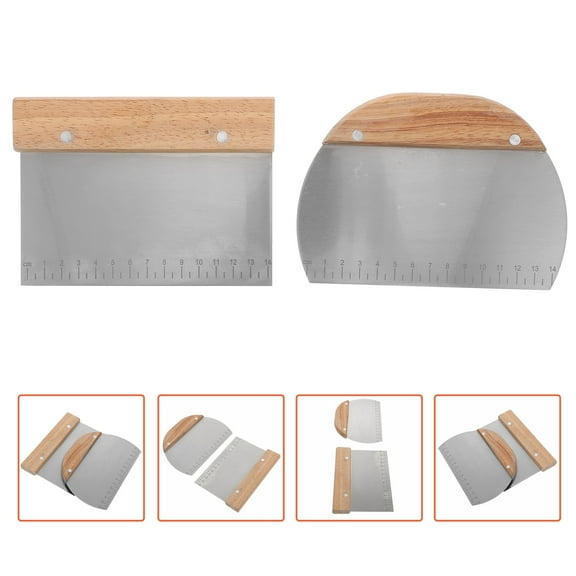 Soimiss Stainless Steel Chopper Cutting Dough Practical Design Dough Pastry Scraper Silver 2 Pcs