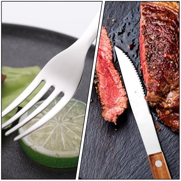 Soimiss Stylish Cutlery Set with Wood Handles for Home Use 1 Set Smooth Surface Easy to Clean Light Brown