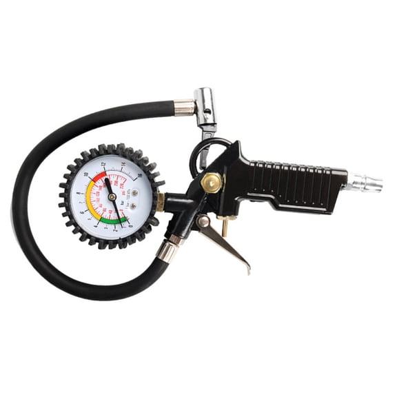 Soimiss Mechanical Tire Pressure Gauge with Rubber Tube for Vehicle Monitoring Black Heavy Duty Metal