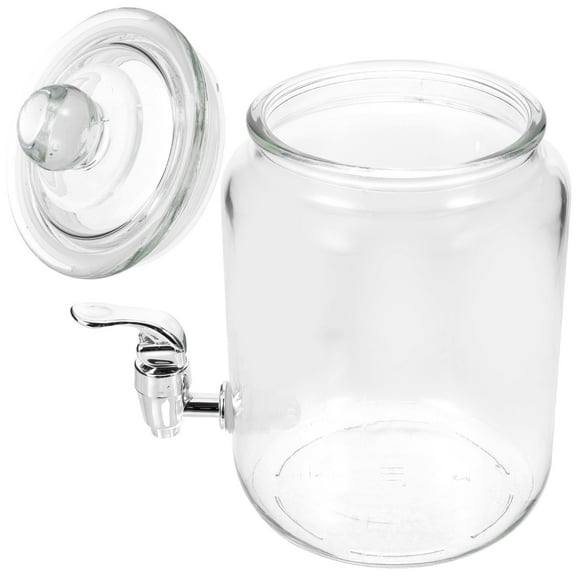 Soimiss Transparent Glass Beverage Drink Dispenser with Spigot for Home Wine and Juice Storage