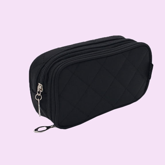 Soimiss Black Zipper Cosmetic Pouch Lightweight Makeup Bag with Large Storage Capacity
