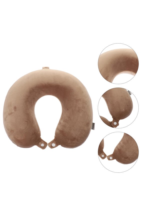 U Shaped Neck Pillow Coffee Crystal Velvets Comfortable Sleeping for Travel 1Set
