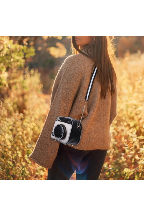 Women Shoulder Handbag Camera Shape Black 1Pack