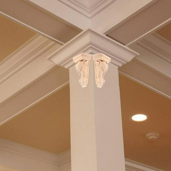 Soimiss Furniture Decoration Wood Roman Column Corbels Beige Solid Wood 1Pcs