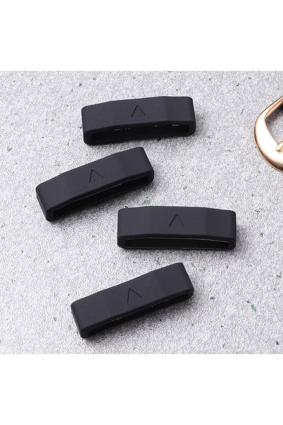 4Pcs Black Silicone Watch Strap Retaining Loop for Preventing Slips and Safe Wear