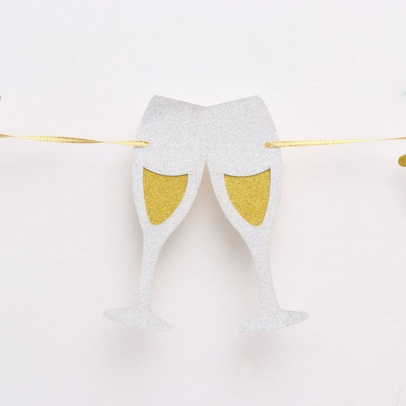 Soimiss Elegant Golden Paper Banner Pull Flag for Party and Event Wall Decoration