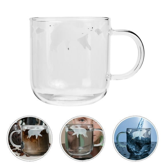 Soimiss White Glass Milk Mug Borosilicate Glass with Comfortable Handle