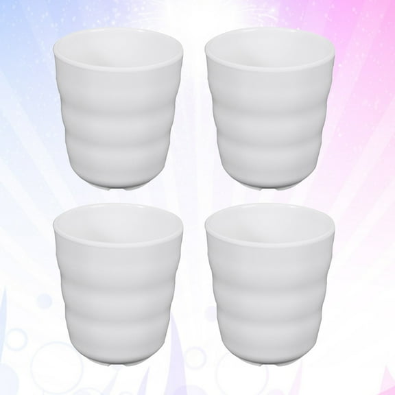 Soimiss White Plastic Cup for Home Use and Easy to Clean with Large Rim 4 Pieces