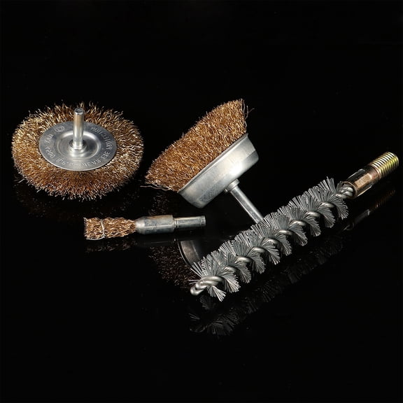 Soimiss 4Pcs Rotary Wire Brush Set Wire Wheel Brushes for Removing Burrs Rust and Oxide Layer