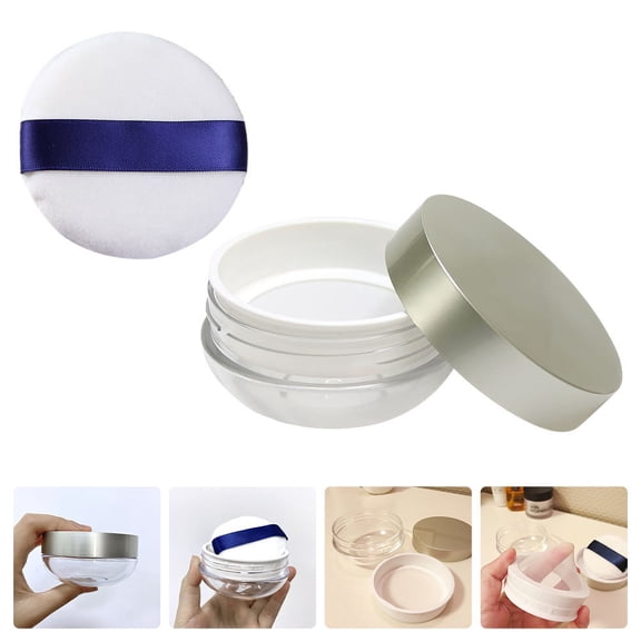 Soimiss Plastic Loose Powder Jar Flocking Mesh Design Container for Women 1Pcs