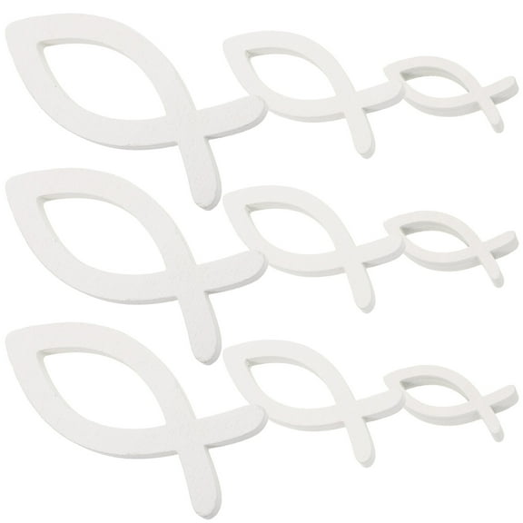 Soimiss Wood Fish Decor for Home Ocean Style Wall Art White Color 9 Pieces 6.3x2.7 Inches