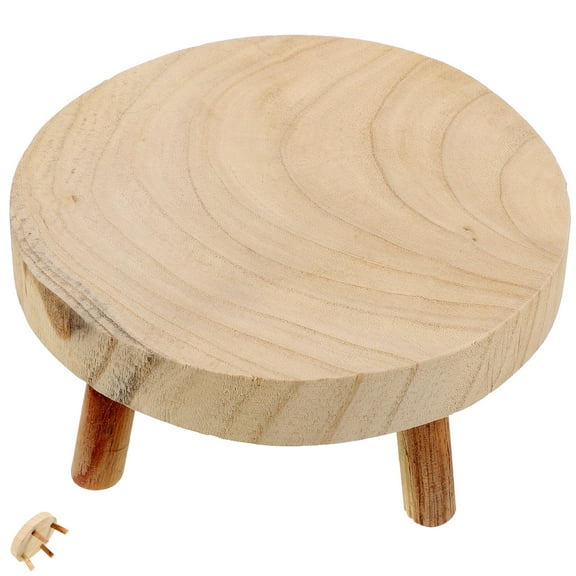 Soimiss Khaki Wood Stool for Home Cake Display and Plant Stand