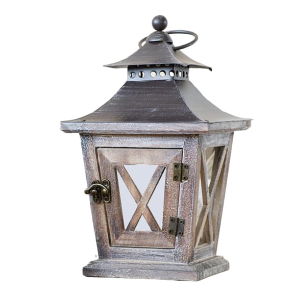 Soimiss Wooden Candlestick Holder for Home Decor Dark Grey Iron Portable Design for Bedroom Backyard 6.5 Inches