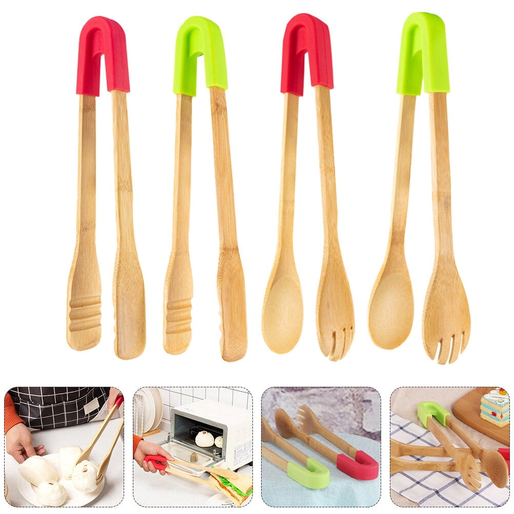Soimiss Wooden Food Clip with Silicone Top for Kitchen Use Assorted ...